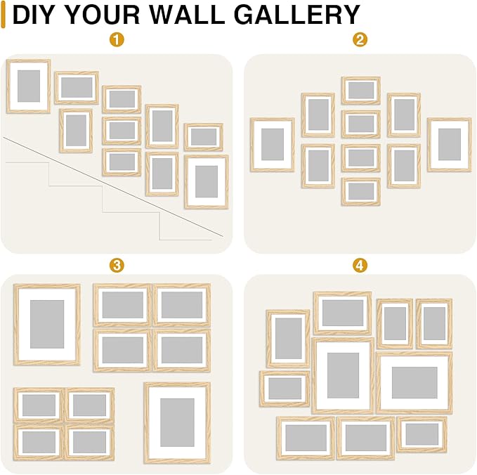 decorUhome Picture Frames Collage Wall Decor for Photo Gallery Display, Assorted Picture Frames set of 10 Including Two 8x10 / Four 5x7 / Four 4x6 for Family Wall Decor, Natural, 10 Pack