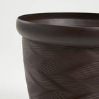 Worth Garden 2-Pack 16" Large Round Planter - Weave Pattern Lightweight Plastic Plant Pot 16" x 17.5" for Indoor Outdoor Use - Decorative Containers for Front Porch Home Yard Deck Patio - Dark Brown