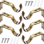 Frienda 6 Pcs Curtain Rod Brackets Adjustable Holder Wall for 1 Inch Diameter Curtain Rod General Bracket Hooks with Screws (Green Bronze)