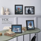 VCK 8x10 Picture Frame Set of 3 - Black, Textured Exclusive Solid Wood Picture Frames, Wall Hanging