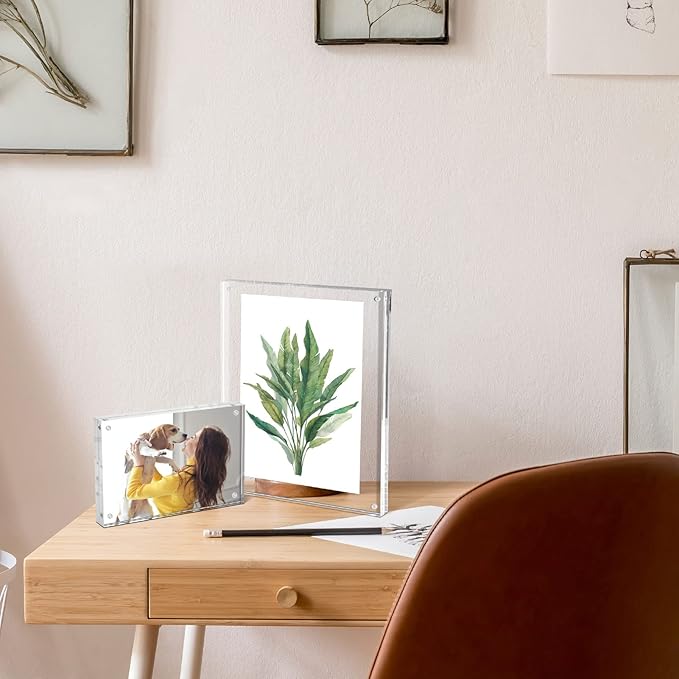 SYNTRIFIC Acrylic Frames 8x10,5 Pack 10+10mm Thickness Frame Acrylic,Freestanding Double Sided Magnetic Frame Lucite Frame Transparent Gift for Desktop Display