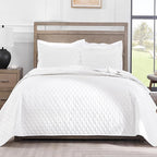 Exclusivo Mezcla Reversible Twin Quilt Bedding Set with Pillow Sham, Lightweight Quilts Twin Size, Soft Bedspreads Bed Coverlets for All Seasons - (White, 68"x88")