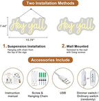 HDJSIGN Hey y'all Neon Sign for Wall Decor Home Decor Neon Light USB Powered LED Light Up Signs Room Decor Aesthetic Bar Pub Club Hotel Beauty Birthday Gift (15.74x7.44")