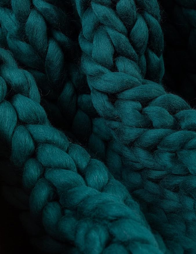 Knitted Throw Blanket for Sofa,Handmade Knit Chunky Blanket Throw Sofa Throw for Gift Sofa Bed,Chunky Knit Blanket(Dark Green 40"x60")