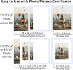 10x14 Picture Frame Set of 12 for 30 x 40 cm Diamond Art Painting, Display 8.5x11 with Mat or 10x14 without Mat, Wood 10 by 14 Wall Gallery Poster Photo Frames Bulk with 8.5x11 Mat,12 Pack, White