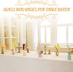 12PCS Mixed Colored Bud Vases Small Glass Vases for Flowers Colorful Vintage Flower Vase for Centerpieces Aesthetic Glass Bottles Bulk Wedding Baby Shower Home Decorations Gifts