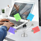 7-Branch Family Desktop Photo Tree Holder Clip Round Base, Card Picture and Memo Desk Frame Display Stand for Wedding Party Christmas Photo Clip Holder Table Numbers (Stars)