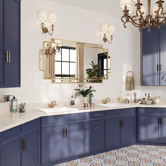 Kelly Miller 24"x48" Large Gold Mirror for Wall, Gold Traditional Wall Mirror Art Decorative Mirror Beveled Full Length Mirror Home Decor for Bathroom Living Room Bedroom Kitchen Farmhouse Entryway