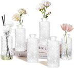 Glass Flower Vase, Aromatherapy Bottle, Small Vase, 6 Sets, Simple, White Transparent, for Birthday, Anniversary, Wedding, Home Decoration