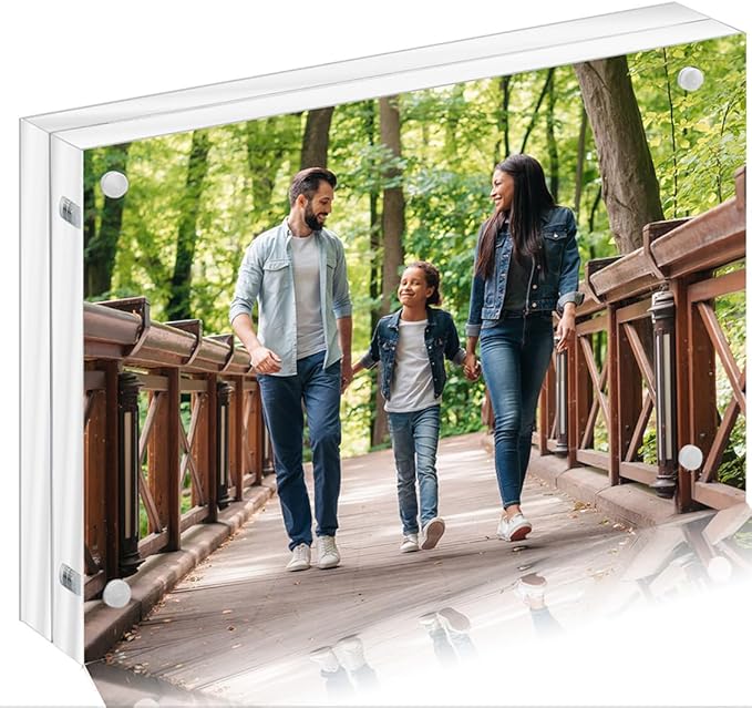 8.5 x 11 Acrylic Magnetic Picture Frames 8.5 x 11 Clear Picture Frames,8.5 by 11Frameless Acrylic Photo Frame,Free Stand Double Side Picture Frame with Gift Box