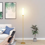 Floor Lamp with Remote Control,Bright Floor Lamps for Living Room/Bedroom/Office, Stepless Adjustable 3000K-6000K Colors and 10-100% Brightness,Standing Light with Foot Switch (Gold)