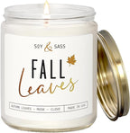 Fall Candles - 'Fall Leaves' Fall Candle w/Autumn Leaves, Clove & Musk I Infused with Essential Oils I Autumn Scented Candles I Cozy Cute Autmn Décor Gifts I 9oz Jar I 50Hr Burn I Made in USA