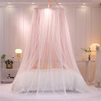 VETHIN Double Layer Princess Round Dome Canopy Bed Curtain for Girls Adults,Children Dreamy Mosquito Net,Cute Bedroom Decoration Castle Play Tent Reading Nook Canopies(Dome-Pink/White)