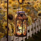 Solar Lanterns Outdoor Hanging Metal Bronze Moon Fairy Lantern, 1 Pack Waterproof Flickering Flameless Candle Mission Lights for Table,Pathway,Garden Gifts for Women, Mothers' Day Gift