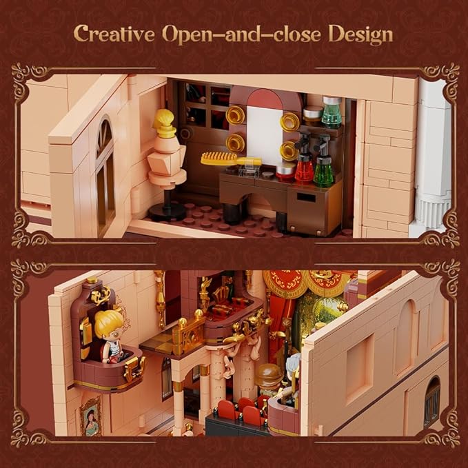 PANTASY Vintage European Grand Theater Building Set-Modular Model with Crystal Chandelier, Transparent Dome&Expandable Street Scenes Retro Collectible Theater Architecture for Adults &Home Décor Gift