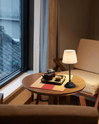 KDG Cordless LED Table Lamp, Portables Fabric Shade Desk Lamps, 4000mAh Rechargeable Battery Powered Lighting, Dimmable Light for Dining Room, Bedroom, Bedside, Night Light, Balcony (Black)