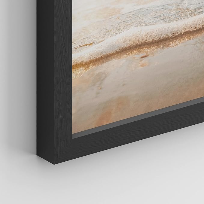 SIGNWIN Framed White Minimal Beach Shore Ocean Sea Seashell Wall Art, Set of 4 Landscape Colorful Wall Decor Prints, Nature Wilderness Wall Décor for Living Room, Bedroom - 11"x14" Black