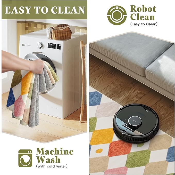 jinchan Kids Rug for Nursery 6ft Radius Corner Washable Area Rug Modern Colorful Quarter Circle Rug Soft Non-Slip Carpet for Bedroom Playroom Daycare Reading Nook Kitchen Classroom Circus on Cream