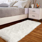 Goolela White Faux Fur Runner Rug 2x6 Faux Sheepskin Rug for Bedroom Fluffy Fuzzy Furry Bedside Rugs Shaggy Plush Washbale Rectangle