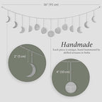 BASE ROOTS Moon Phase, Silver Wall Decor for Bedroom & Living Room, Bohemian Wall Decor, Handmade Hammered Metal 36" 13 Phases Moon, Celestial Wall Art, Gift for Women & Kids