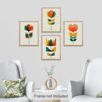 SIGNWIN Adhesive Canvas Poster Mid-Century Modern Retro Botanical Flower Garden Abstract Geometric Digital Art Modern Art Decorative Zen Multicolor Minimalism for Bedroom - 8"x10"x 4