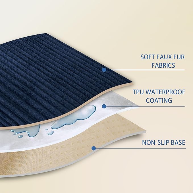 HAOMAIJIA Non-Slip Couch Armrest Covers for Sofa,Fuzzy Couch Arm Covers Set of 2,Washable Thick Soft Recliner Chair Arm Cover Protectors (Navy Blue, 23" x 23" 2 Pack)