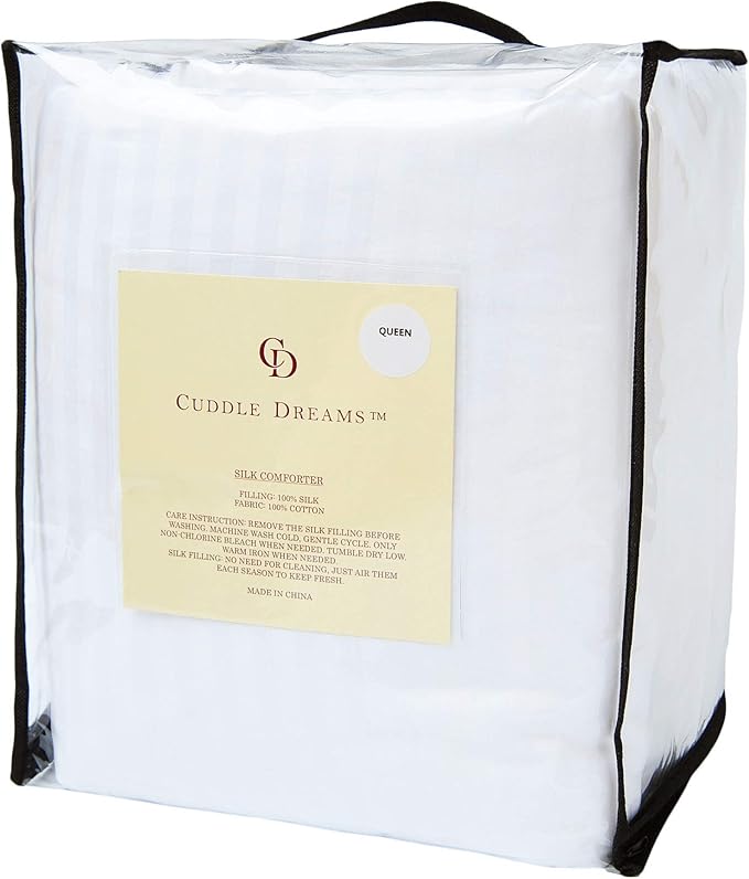 CUDDLE DREAMS Silk Comforter for Spring/Summer/Fall, 100% Long-Strand Silk Filling, Natural & Breathable (King Size)