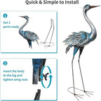Crane Outdoor Decor Statue, Blue Heron Garden Statue Metal Yard Art Outdoor Decoy, Garden Sculptures & Statues for Yard/Lawn/Pond/Outdoor Decoration, 1Pc