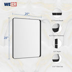WEER Black Bathroom Vanity Mirror 20X28 Inch, Rounded Rectangle Black Metal Framed Mirror for Over Sink Wall, Farmhouse Matte Black Mirror, Tempered Glass, Anti-Rust, Hangs Horizontal or Vertical