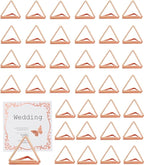 36 Pcs Triangle Table Number Holders - Rust-Resistant Metal Place Card Stands for Weddings, Office & Home Decor(Rose Gold)