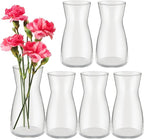 Thenshop 6 Pcs 8'' Tall Clear Flower Vase Wide Mouth Crystal Glass Boho Decorative for Centerpieces Bulk Tall Vase for Flower Bouquets Rustic Home Decor Wedding Housewarming Gift (Clear)
