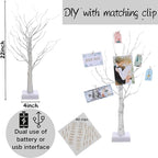 Meonua2-pack Money Tree Gift Card Holder LED Twig Lights - Battery/USB Powered Light Up Display with 22 Clear Clips for Birthday Wedding Photo (Warm Color)
