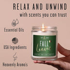 Fall Candles - 'Fall Leaves' Fall Candle w/Autumn Leaves, Clove & Musk I Infused with Essential Oils I Autumn Scented Candles I Cozy Cute Autmn Décor Gifts I 9oz Jar I 50Hr Burn I Made in USA