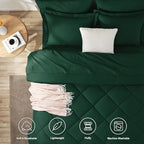 CozyLux Twin XL Comforter Set Emerald Green - 5 Pieces Twin Extra Long Bed in a Bag for College Dorm, All Season Bedding Set for Girls and Boys, Soft Bed Set with Comforter, Sheets, Pillowcase & Sham