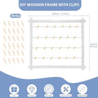 Collage Picture Frame,Photo Display Board,Hanging Pictures Frames with Clips for Graduation Birthday Party,Dorm Photo Card Wall Decor Hanger Holder,Upgraded,Easy To Assemble,Large(White）