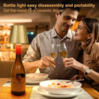 DUSKTEC Wireless Bottle Lamp Shade, RGB LED Wine Bottle Lamp with Stopper, 3 Color Stepless Dimming Rechargeable Touch Wine Bottle Lights for Any Liquor Bottle Bars Restaurants (Gold, 2PCS)