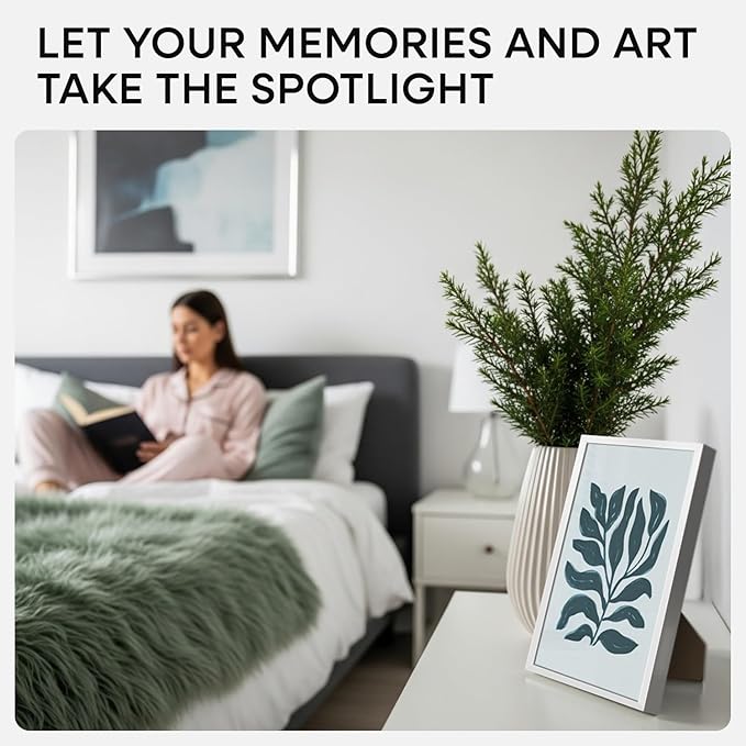 Homeforia Silver 8x12 Picture Frame, High End Metal 8 x 12 Poster Frames with Mat 6 by 8 for Photo, 12x8 Frame Matted to 6x8 inch Art, 8by12 Wall or Tabletop Frames, Tempered Glass, Wall Kit, Set of 1