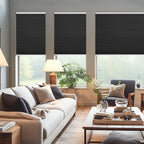 Changshade Cordless Cellular Shades, Blackout Honeycomb Shades for Windows, Pull Down Pleated Blinds, Easy to Install for Indoor Windows and French Doors,27" W x 50" H, Black