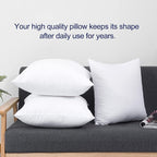 HITO 20x20 Pillow Inserts (Set of 4)- 100% Cotton Covering Down Alternative Throw Pillows White for Couch Bed Sofa
