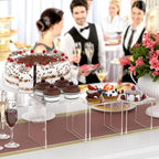 HIIMIEI Clear Acrylic Display Risers 2 Sets, 3-Tier Risers Stands Showcase for Amiibo Funko Pop Figures, Dessert, Jewelry-5"x6"x7"