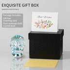 Crystal Halloween Skull Skeleton Decor, Glass Skull Gifts for Men Home Decorations with Gift Box, Art Glass Day of The Dead Skull Halloween Paperweights Collectibles (Clear)