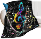 Music Blanket for Girls Women Music Notes Lovers Gifts for Boys Men Lightweight Fuzzy Throw Blanket Cozy Plush Flannel Fleece Blankets for Bed Decor 50"x60"