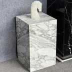 Luxury Marble Side Table,Square End Table for Modern Sofa and Bed, Living Room, Sofa, Bedroom（Arabescato）