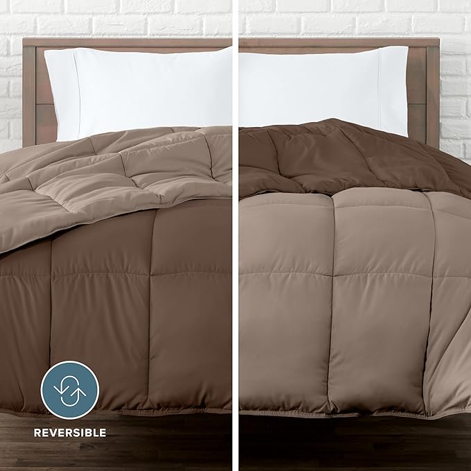 Bare Home Twin/Twin Extra Long Comforter - Reversible Colors - Goose Down Alternative - Ultra-Soft - Premium 1800 Series - All Season Warmth - Bedding Comforter (Twin/Twin XL, Cocoa/Taupe)