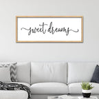 Sweet Dreams Above Bed Wall Decor Sign 40"x15" for Master Bedroom Over Bed Guest Room Wood Framed Wall Art (Wood)