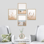 SIGNWIN Poster Bathroom Decor 8"x10"x 4, Wall Art Room Decor Multicolor for Living Room, Bedroom, Office White Pampas Grass Beach Ocean Shore Horizon Nature Wilderness Realism Landscape Colorful