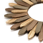 Honiway Boho Wall Decor 21 inch Wall Mirror Rustic Wood Decorative Mirror for Room Decor Rustic Home Decor Farmhouse Wall Decor at Living Room Bedroom Bathroom Hallway Trilcolor