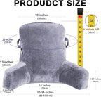 SLIGUY Reading Pillow Standard Bed Pillow for Sitting in Bed Couch or Floor-Backrest with Arms Support and Pockets, Adult Back Pillow Bed Chair for Bed Rest, Reading, Watching TV,Gaming, Grey