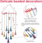 Homecor Room Decor for Teen Girls, Hanging Photo Display Macrame Picture Collage Wall Decor, Boho Decor for Bedroom Apartment Dorm Room with Remote Light, Christmas Birthday Gifts for Teenage Girls