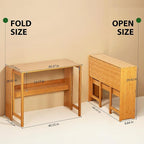 39.37" Bamboo Folding Desk,Space-Saving Computer Desk for Small Spaces, Foldable Study Table for Bedroom, Home Office, Dorm, Apartment (Natural)